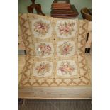 A PROBABLE FRENCH WOVEN WOOLLEN FLORAL TAPESTRY TABLE RUNNER / WALL HANGING