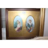 A PAIR OF LATE 19TH CENTURY OVERPAINTED PHOTOGRAPHS on concave panels, oval portraits of young