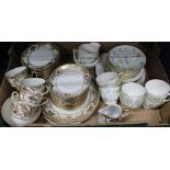 A BOX CONTAINING TWO PORCELAIN PART TEA SERVICES to include Minton and Noritake