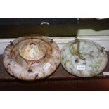 THREE VARIOUS MARBLED GLASS LIGHT SHADES