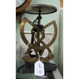 A 'COLUMBUS' EARLY 20TH CENTURY BILATERAL BRASS & CAST IRON POSTAL SCALE, 20cm high