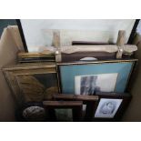 A BOX CONTAINING A SELECTION OF DECORATIVE PICTURES & PRINTS VARIOUS