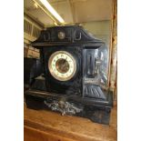 A LARGE LATE 19TH CENTURY BLACK SLATE CLOCK