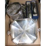 A SELECTION OF DOMESTIC METALWARES the majority silver plate and for the table top