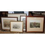 SIX VARIOUS EQUESTRIAN PRINTS, racing and hunting, mainly in Warwickshire, including 'The Hon