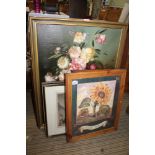 A SELECTION OF DECORATIVE PICTURES & PRINTS to include a large floral still life