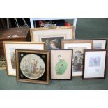 A GOOD SELECTION OF DECORATIVE PICTURES & PRINTS to include a coloured Angelica Kaufmann, with a