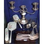 A SELECTION OF DOMESTIC METALWARES, for the dining table or dressing table