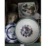 A SELECTION OF DOMESTIC POTTERY & PORCELAIN