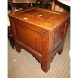 AN OAK PLAIN PANELLED SMALL SIZED BOX COFFER