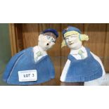 A HUMOROUS STUDIO POTTERY SCHOOL BOY & GIRL, impressed mark 'A'