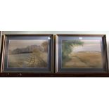 A PAIR OF LIMITED EDITION GRAPHIC LANDSCAPE PRINTS BY MICHAEL CARLO, titled 'Cart Tracks', having