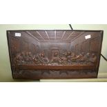 A CAST METAL BRONZE EFFECT PLAQUE DEPICTING 'THE LAST SUPPER'