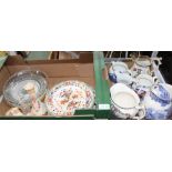 TWO BOXES CONTAINING A SELECTION OF DOMESTIC POTTERY & GLASSWARE VARIOUS