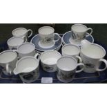 A TRAY HOUSING A WEDGWOOD SUSIE COOPER DESIGNED GLEN MIST PATTERNED PART COFFEE SERVICE