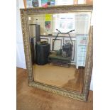 A LARGE FANCY OLD GOLD FRAMED BEVELLED PLATE WALL MIRROR
