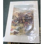 A LATE 19TH CENTURY COLOURED PRINT depicting a scene from the Boer War