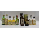 A COLLECTION OF NINE SINGLE MALT 5CL MINIATURES; Aberfeldy aged 12 years, 40% volume Aberlour aged