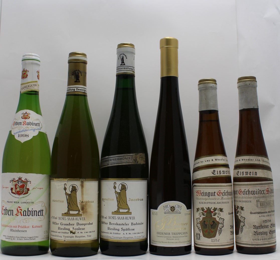 A SELECTION OF GERMAN WINES; Niersteiner Olberg Eiswein 1985 Schuch, 2 x half bottles Graacher