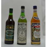 CINZANO BIANCO, 1 bottle MARTINI EXTRA DRY, 1 bottle STONE'S GREEN GINGER WINE, 1 bottle (3)