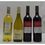 FOUR BOTTLES OF LOW ALCOHOL WINES; Cabernet Sauvignon Eisberg, alcohol free x 2 bottles Zera