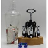 COMPENDIUM OF CORKSCREW AND FOIL CUTTER etc. together with, Cocktail Shaker with mats, umbrellas