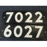 Two cast metal carriage numbers together with other railway items to include magazines etc.