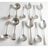 A collection of silver flatware, to include a pair of George IV ladles, hallmarked London 1827, with