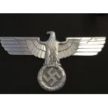 A German Nazi railroad Deutsche Reichsbahn metal eagle. Wingspan approx 61cm.