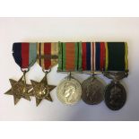A medal group of five Second World War medals awarded to J. F. Prebble to include the 1939-1945