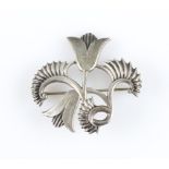 A silver Geoffrey Bellamy for Ivan Tarratt brooch, featuring floral stylised design, hallmarked