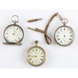 A Victorian hallmarked silver Waltham open face key wind pocket watch, with attached watch chain,