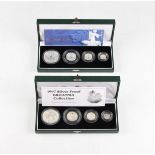 A Royal Mint UK 1997 silver proof Britannia coin collection together with a Royal Mint UK 2001