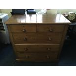 A mahogany chest of three long and two short drawers.