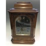 A walnut cased large brass faced three fusee movement bracket clock, height approximately 58cm.