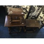 Three oak stools.