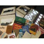 A quantity of various railway memorabilia, including photo albums, framed cigarette cards and
