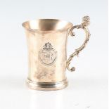 A boxed silver 25th Anniversary of the Coronation commemorative mug, hallmarked Birmingham 1978,