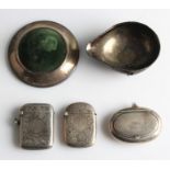 A collection of items, to include two early 20th Century hallmarked silver vesta cases, a hallmarked