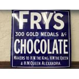 A Fry’s 300 Gold Medals &c. Chocolate blue and white advertising sign.