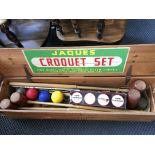 A Jacques croquet set, in wooden box.