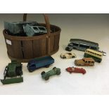 A selection of various Dinky Toys, including Delivery Service trucks, Alfa Romeo, Cooper Bristol,