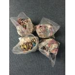 Four bags of costume jewellery