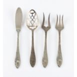 A set of Dutch Gero flatware by Georg Nilsson, to include two forks, a knife and spoon, all with