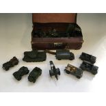 A selection of Dinky Toys military vehicles including Land Rover, Centurion Tank, Field Artillery