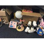 A quantity of various toys to include A Hoot-nanny Magic Designer set, Pink Panther lamp, Snoopy