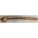 An Aboriginal throwing club, with conical head, length 64cm. IMPORTANT: Online viewing and bidding