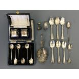 A selection of HM silver items to include coffee spoons, other spoons etc. Total weight approx.