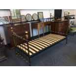 A pair of brass reproduction Victorian style single bed frames. IMPORTANT: Online viewing and