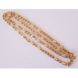 A hallmarked 9ct yellow gold curb link chain, of alternating link length, length approx. 22".